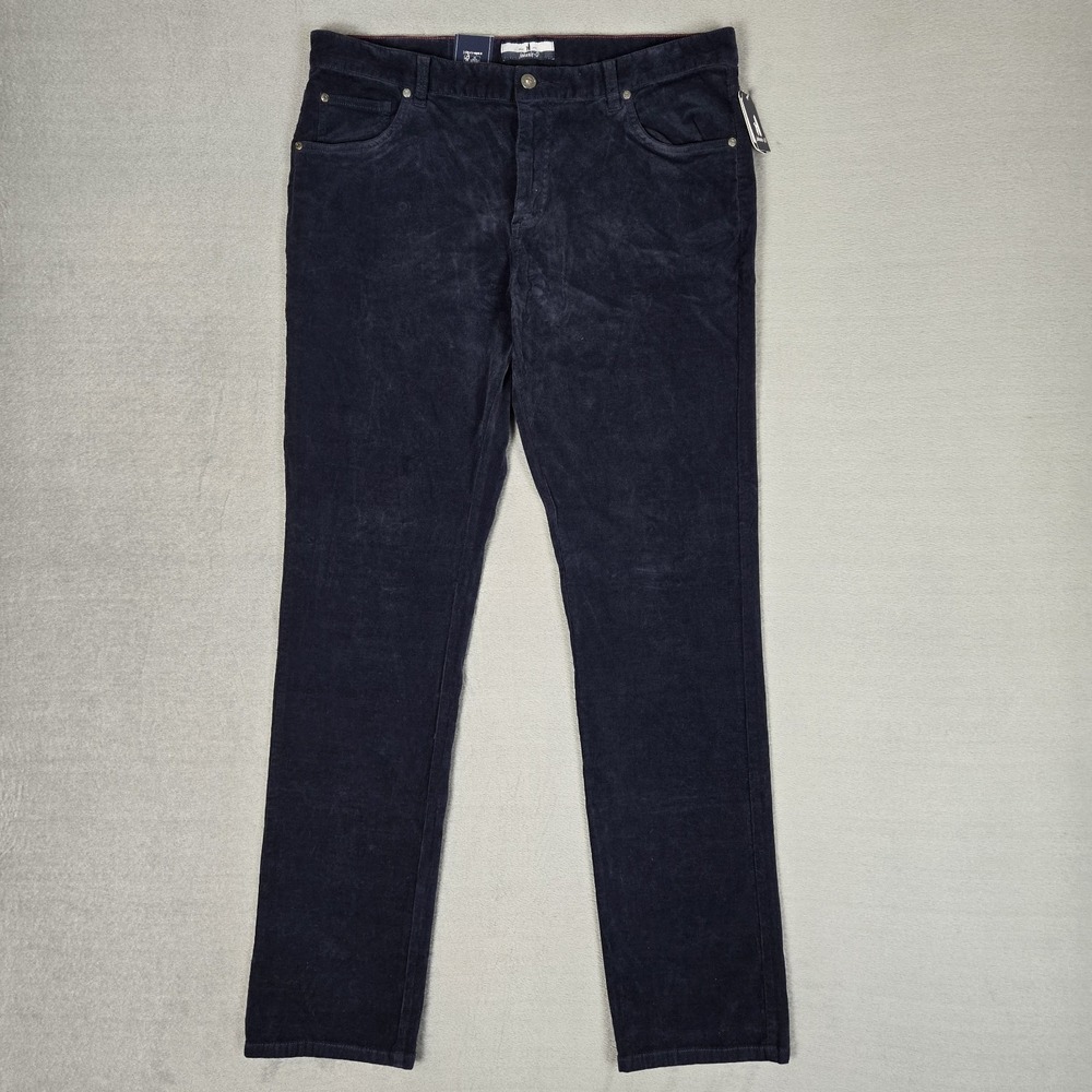 Johnnie-O Harkers Corduroy Pants Mens 34x32 Deep Navy Blue Cotton Straight NWT